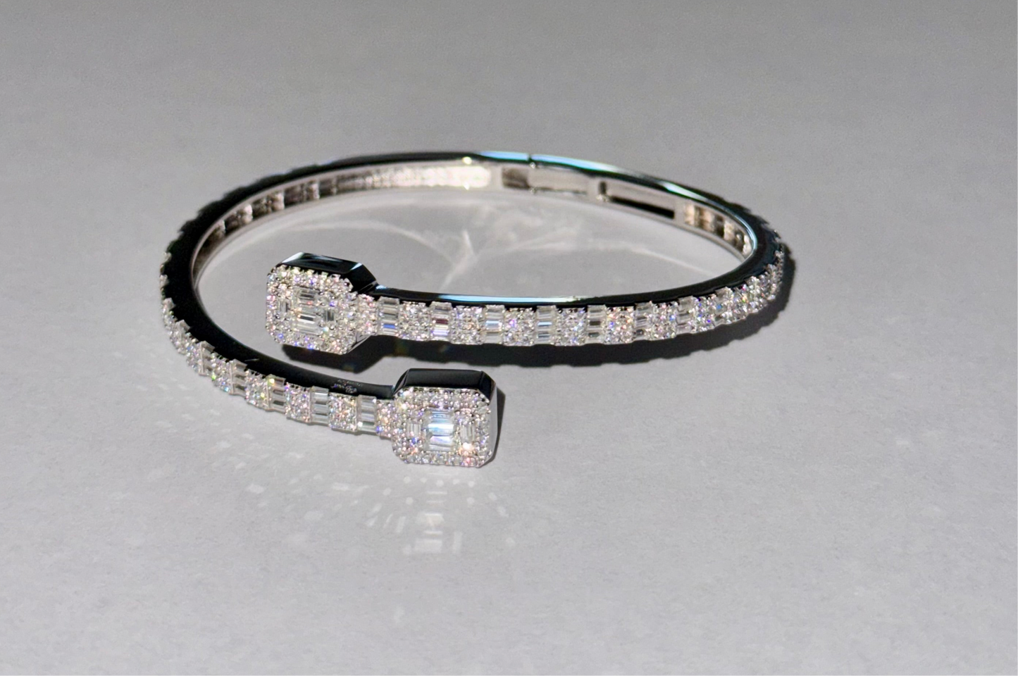 Sterling silver sparkle bangle moissanite diamond bling