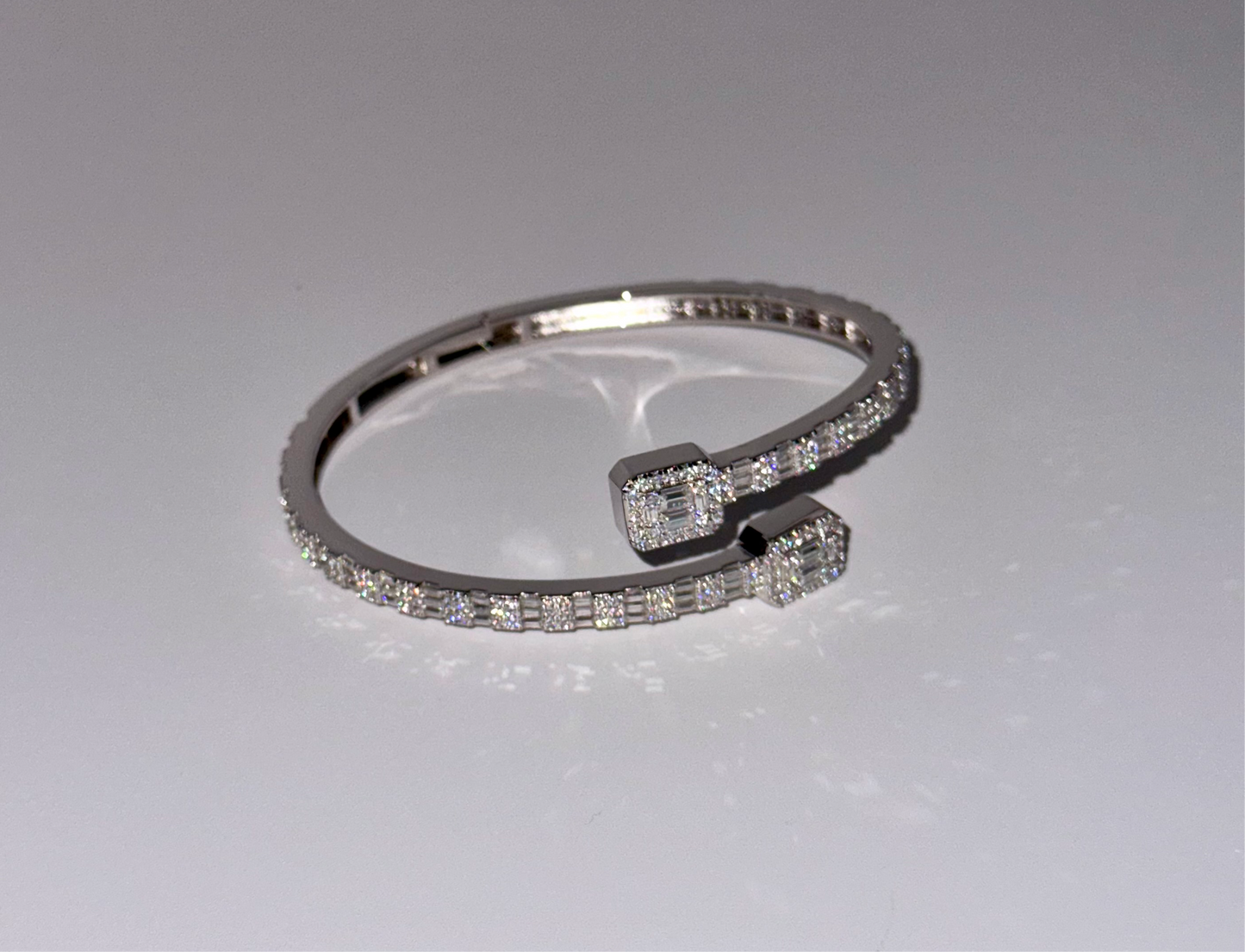 Sterling silver sparkle bangle moissanite diamond bling