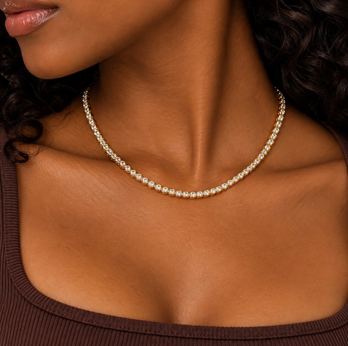 Round Bezel Tennis Necklace