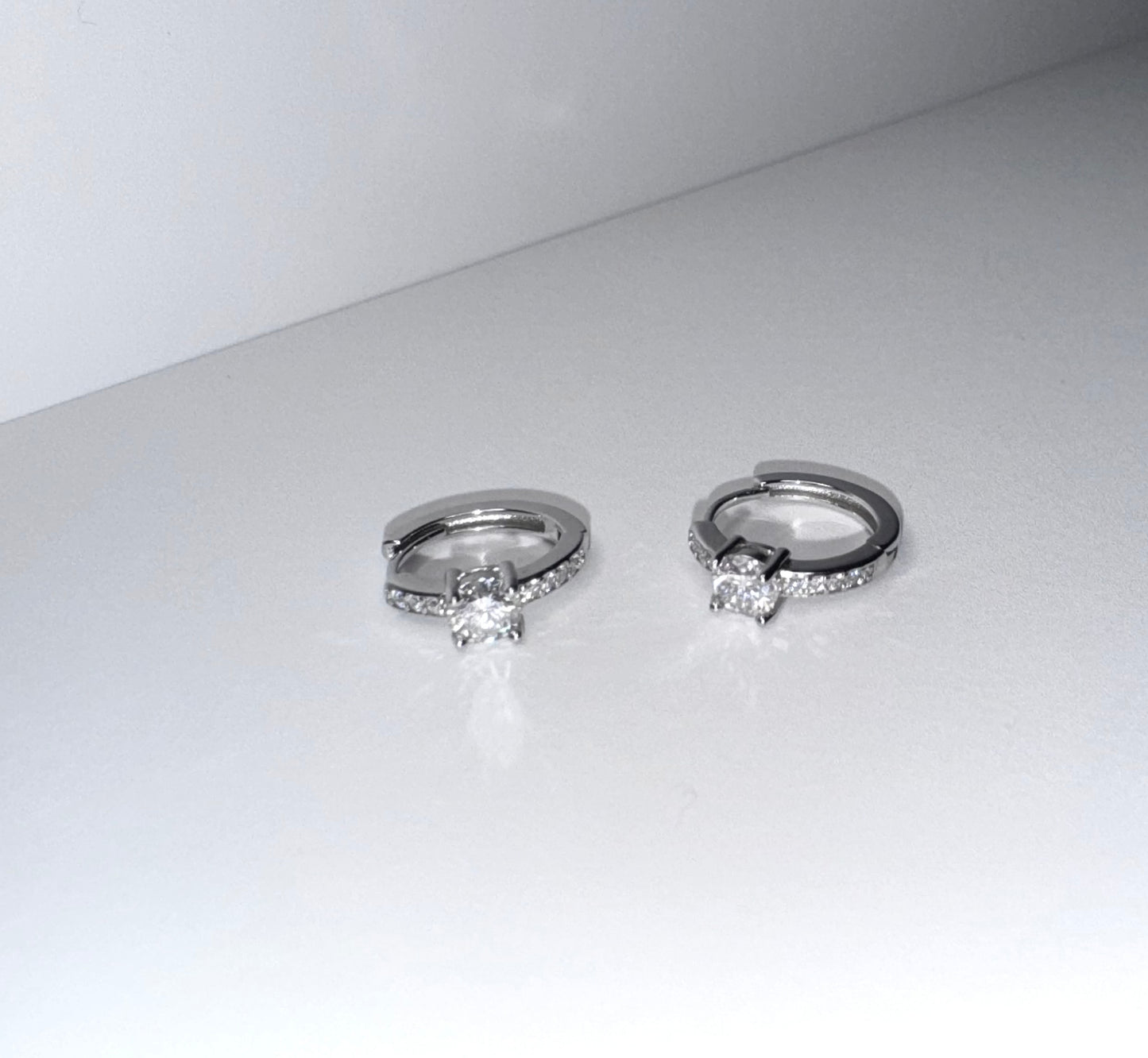 Mini silver sparkle huggie moissanite diamond bling