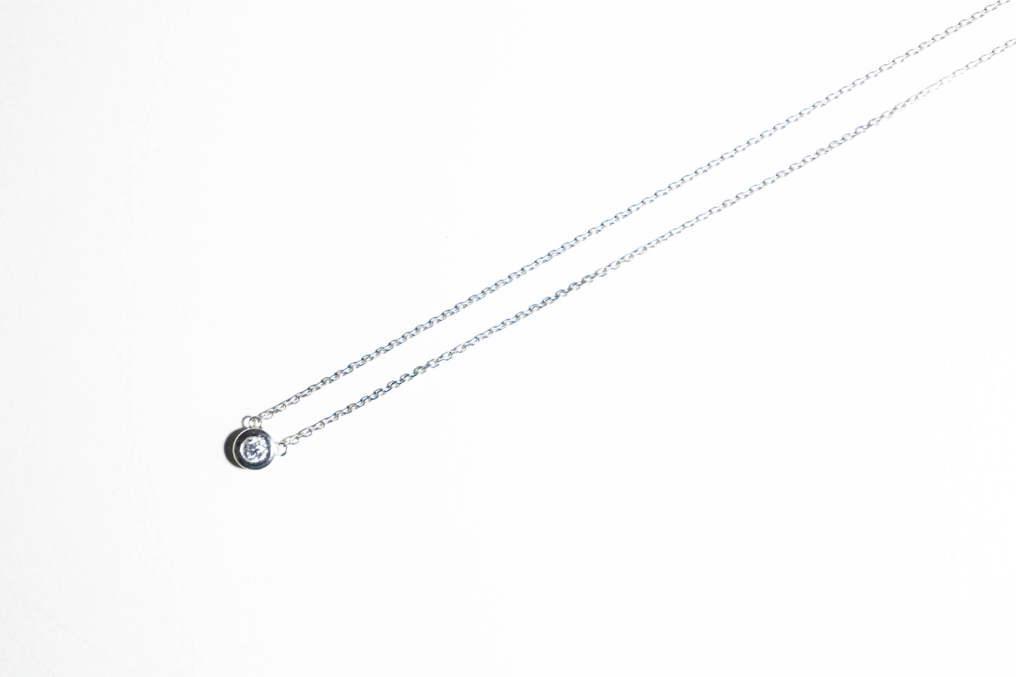 single diamond necklace in 14k solid white gold