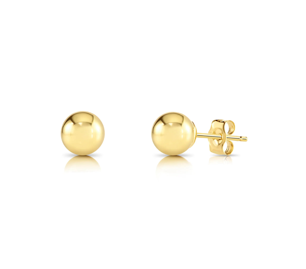 14K round gold studs in yellow gold