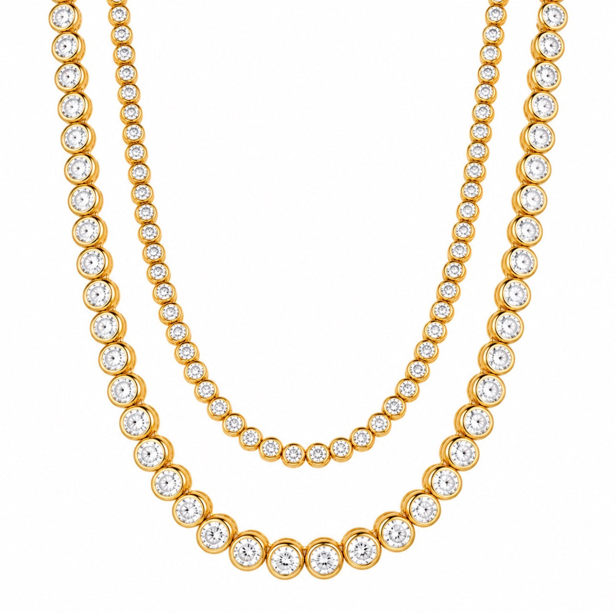 Round Bezel Tennis Necklace