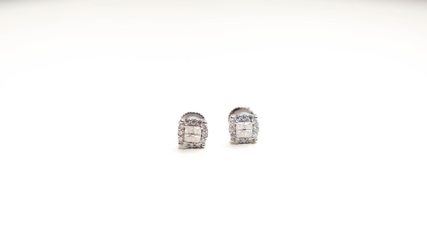 Square Cluster Moissanite Stud Earrings