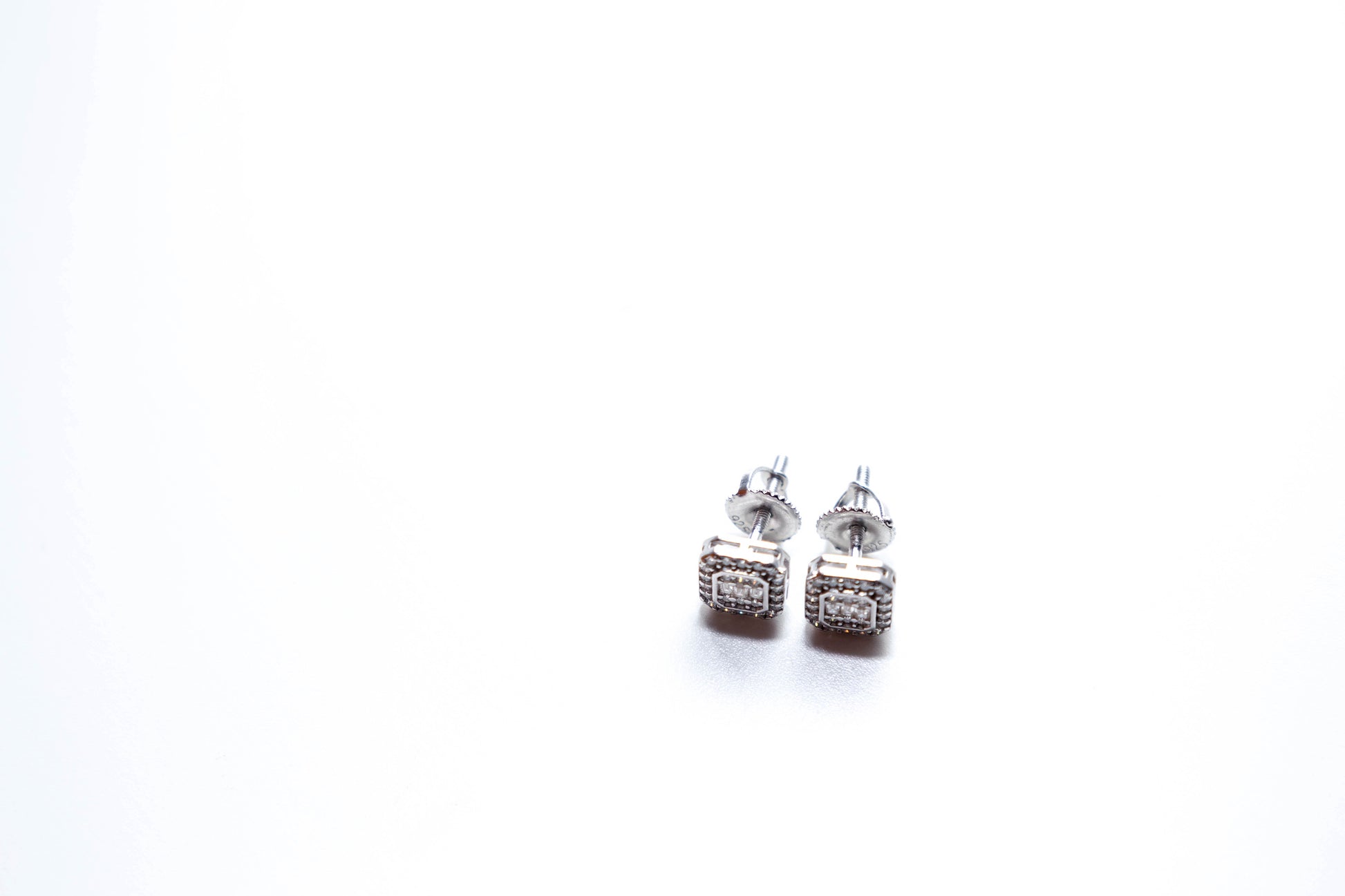 Pair of Square Cluster Moissanite Stud Earrings