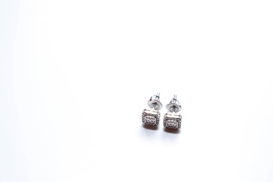 Pair of Square Cluster Moissanite Stud Earrings