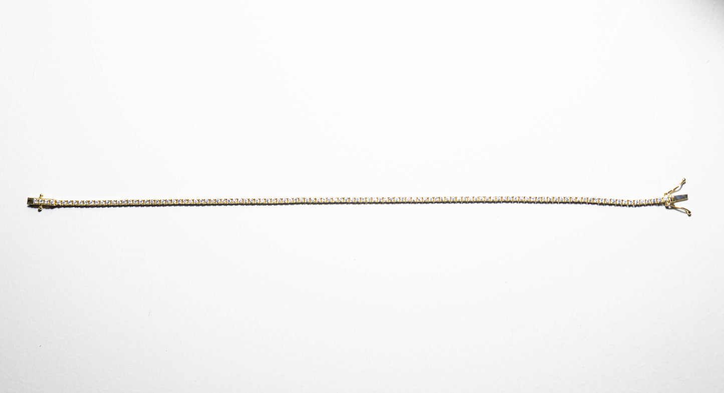 diamond 14K yellow gold tennis anklet