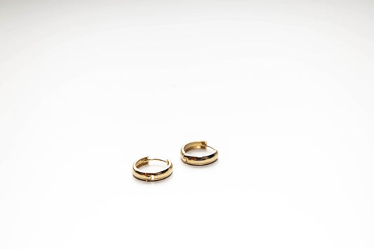 14K mini gold round huggies